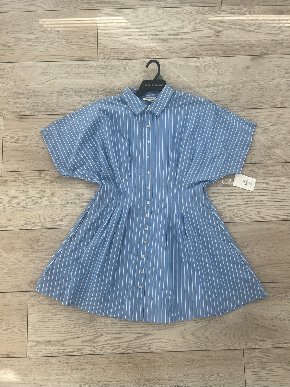 Free assembly striped shirt dress button down light blue new with tags
